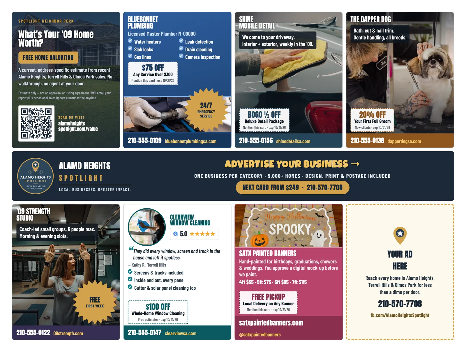 Back of sample Alamo Heights artwork — preview for Cibolo & Schertz Spotlight